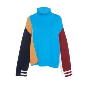 MRZ | Cashmere and Wool Color Block Sweater In Blue, Multicolor